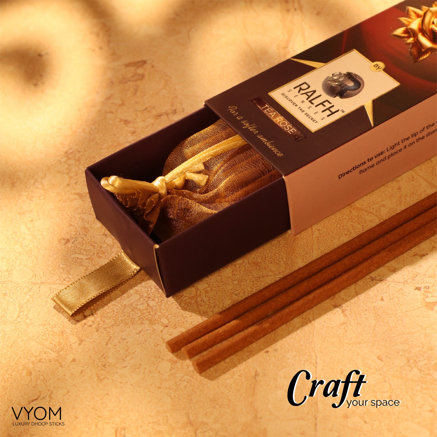 Vyom (Tea Rose) Luxury Dhoop Sticks